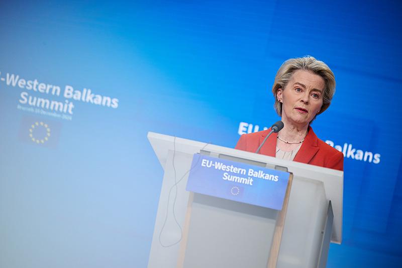 President von der Leyen at the joint press conference with President Costa following the EU-Western Balkans Summit